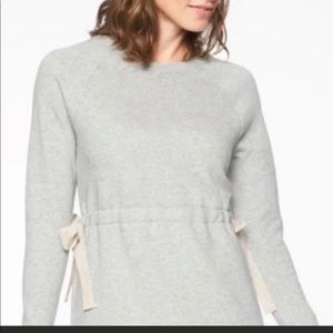 Athleta Light Grey Sweatshirt with ties at waist, Size Small